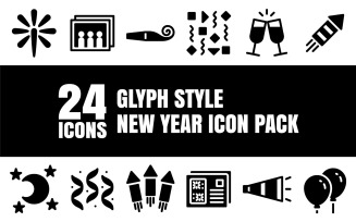 Glypiz - Multipurpose Happy New Year Icon Pack in Glyph Style