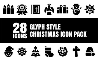 Glypiz - Multipurpose Merry Christmas Icon Pack in Glyph Style