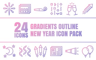 Gradizo - Multipurpose Happy New Year Icon Pack in Gradients Outline Style