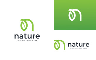 N Leaf Logo Template Design
