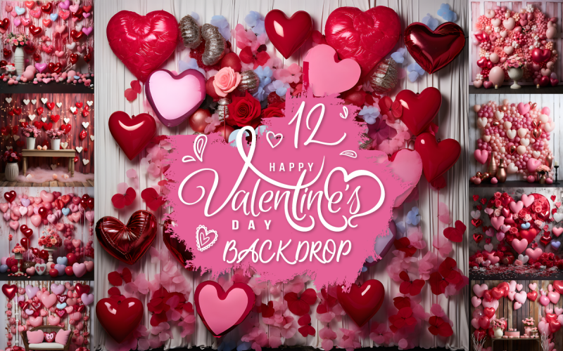 Valentine's Day Digital Backdrop Bundle Background