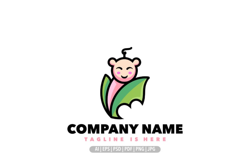 Baby leaf logo mascot design Logo Template