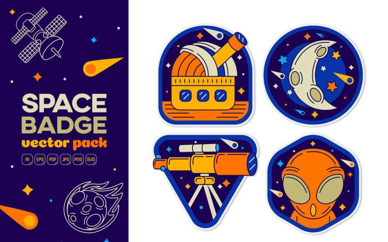 Space Badge Vector Pack #01 Vector Graphic