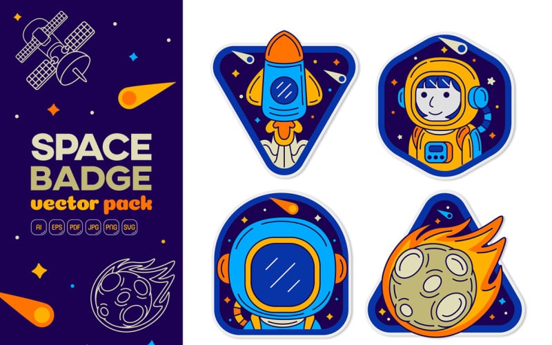 Space Badge Vector Pack #03 Vector Graphic