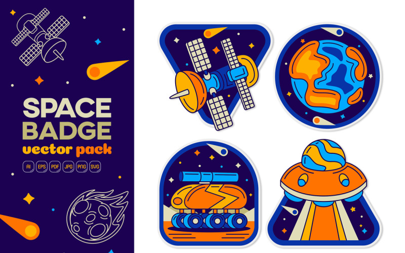Space Badge Vector Pack #04 Vector Graphic