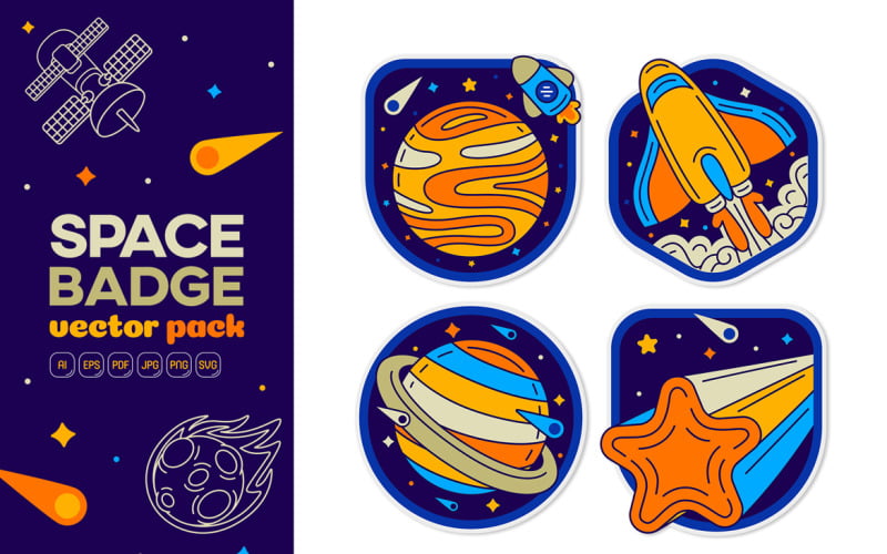 Space Badge Vector Pack #05 Vector Graphic