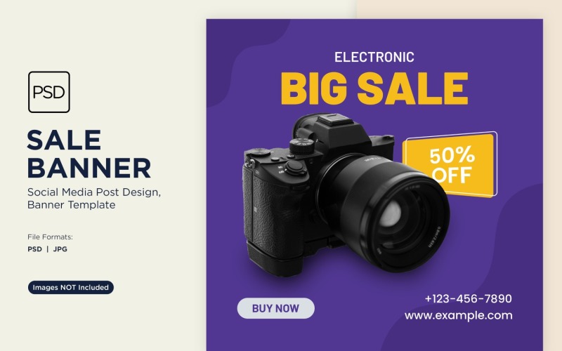 Big Sale on Camera Sale Banner Design Template Social Media