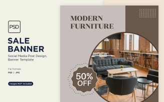 Big Sale on Modern Furniture Banner Design Template 1