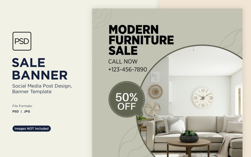 Big Sale on Modern Furniture Banner Design Template 3 Social Media