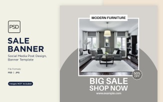Big Sale on Modern Furniture Banner Design Template