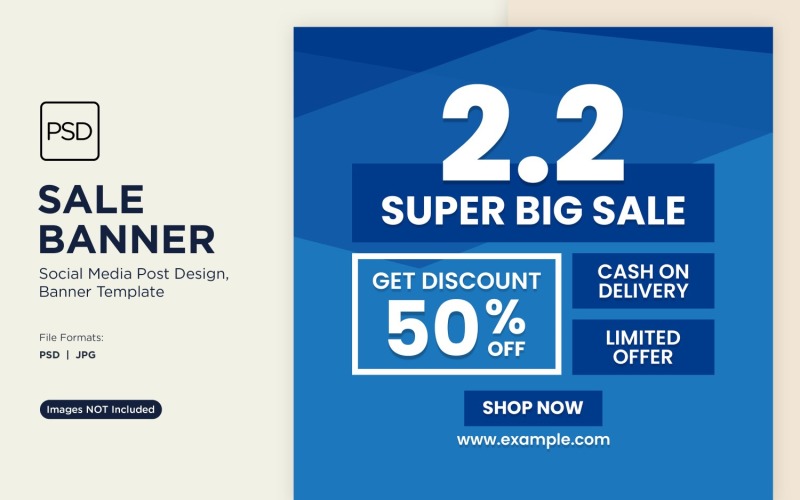 Big Sale on store and online fifty percent off Banner Design Template Social Media