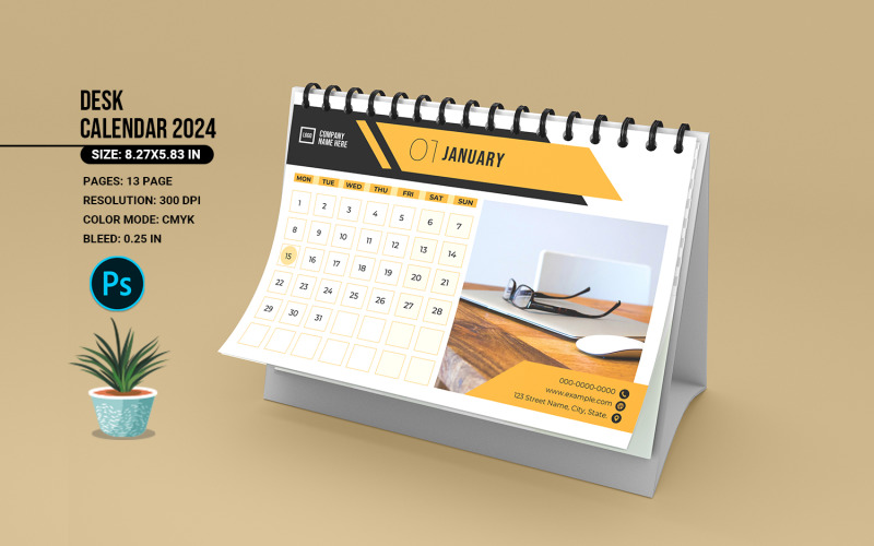2024 Desk Calendar Template Corporate Identity