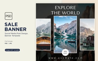 Explore the world travel and adventure sale banner design 5