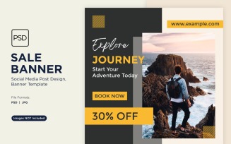 Explore the world travel and adventure sale banner design 6