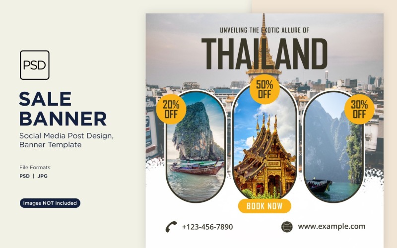 Explore the world travel and adventure sale banner design 7 Social Media