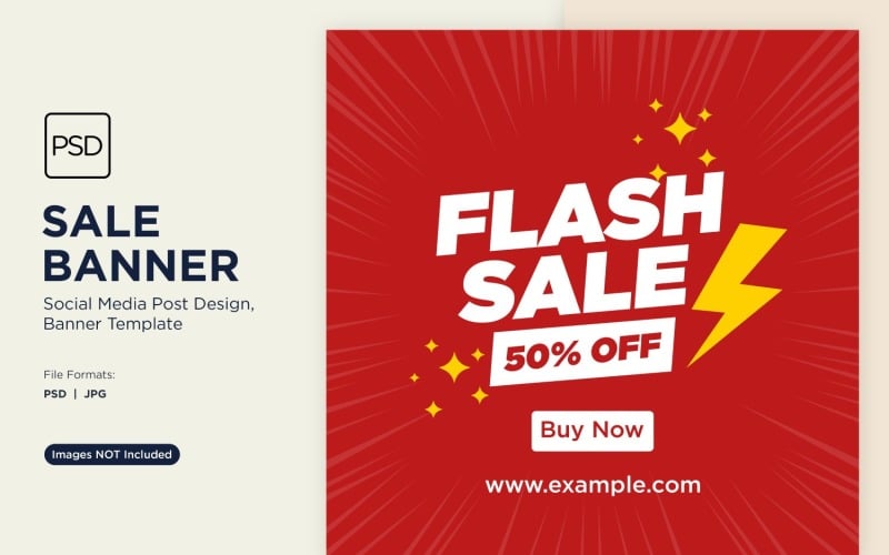 Flash into Savings Flash Sale Banner Design Template 12 Social Media