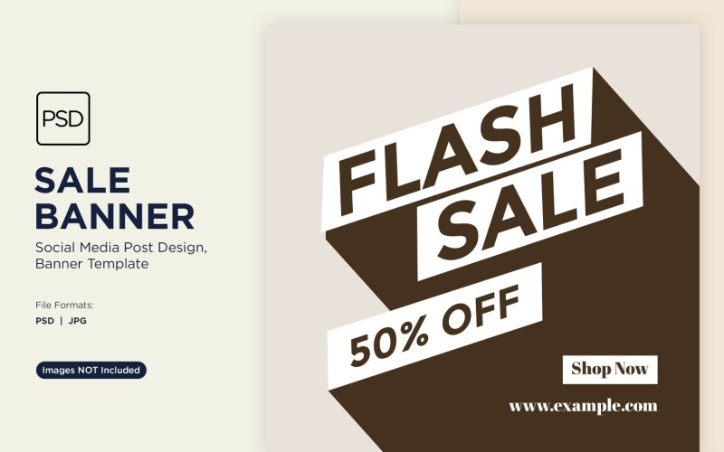 Flash Sale Fifty Percent Banner Design Template Social Media