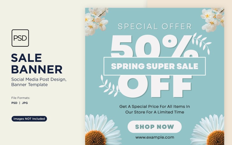 Special Offer Spring Super Sale Banner Design Template Social Media