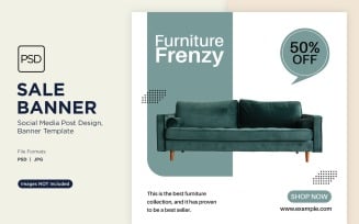 Special Sale on Home Furniture Frenzy Banner Design Template