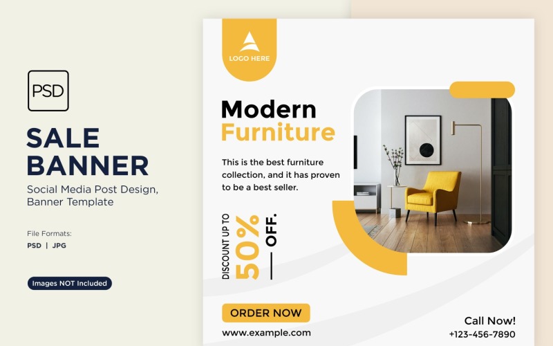Special Sale on Home Modern Furniture Banner Design Template 1 Social Media