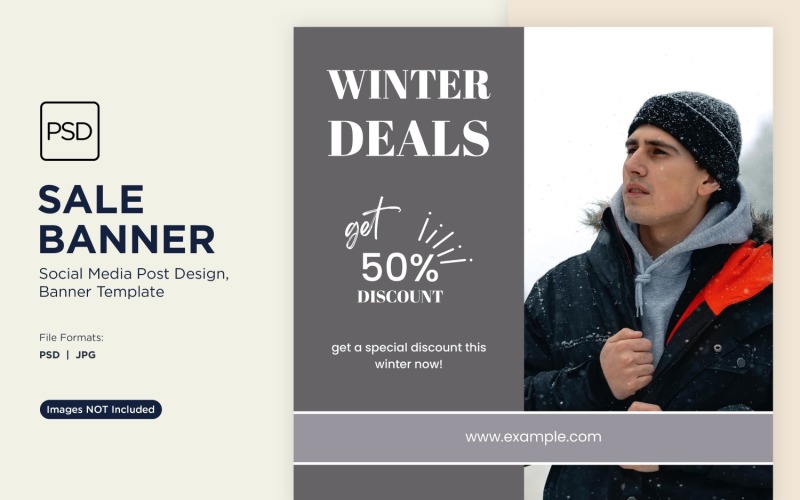 Winter Magic Snowy Sale Banner Design Template 2 Social Media
