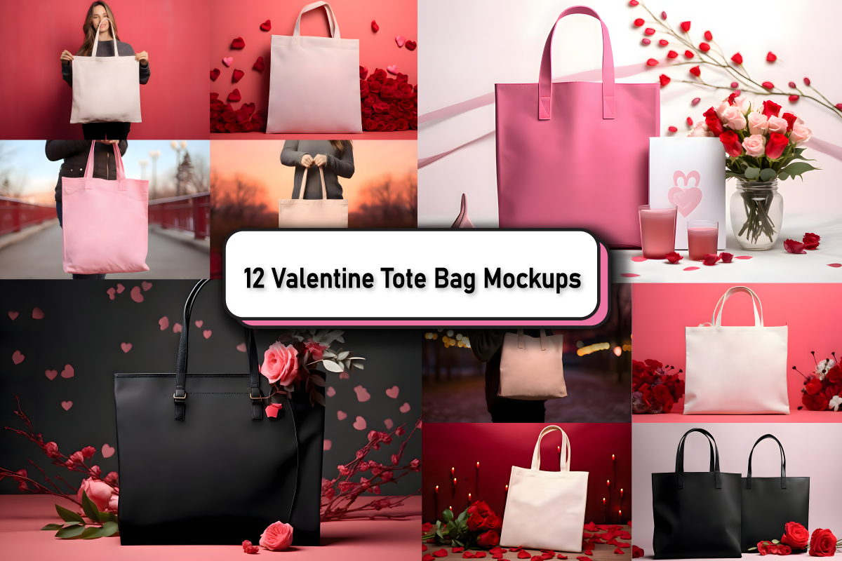 Valentines Day Tote Bag Mockup Bundle