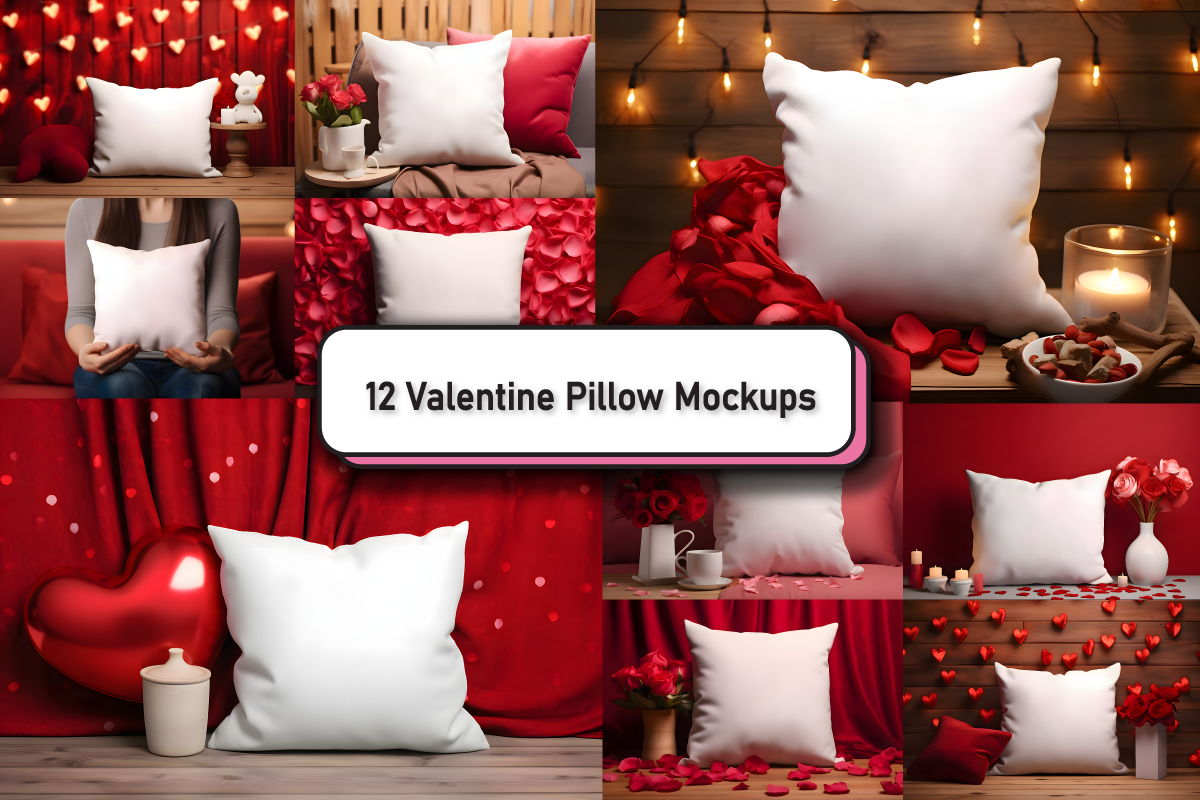 Valentines Day Pillow Mockup Bundle