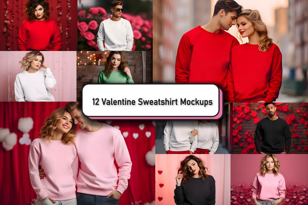 Valentine Gildan 18000 Sweatshirt Mockup Bundle