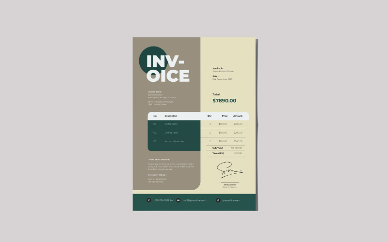 Comapany Need Invoice One Page Corporate Identity