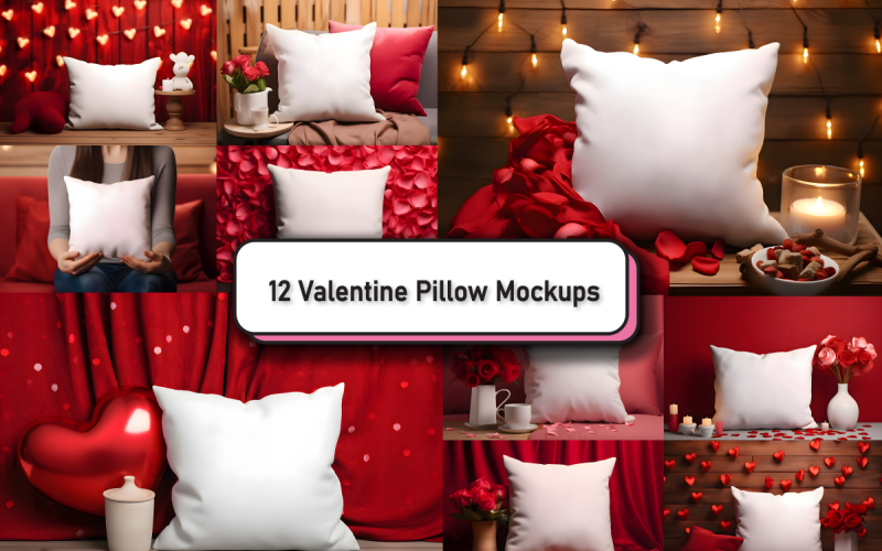 Valentines Day Pillow Mockup Bundle Product Mockup