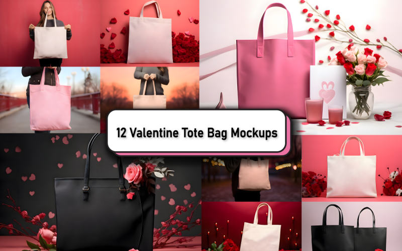 Valentines Day Tote Bag Mockup Bundle Product Mockup