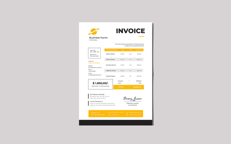 Yellow Global invoice Template Corporate Identity