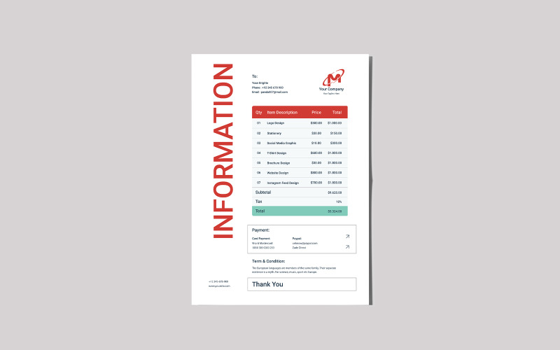 Information Invoice Medical Sector Corporate Identity