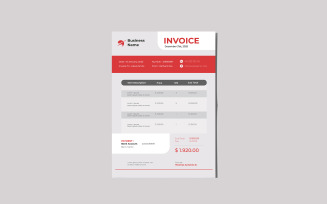 Light Red Under Invoice Business Design