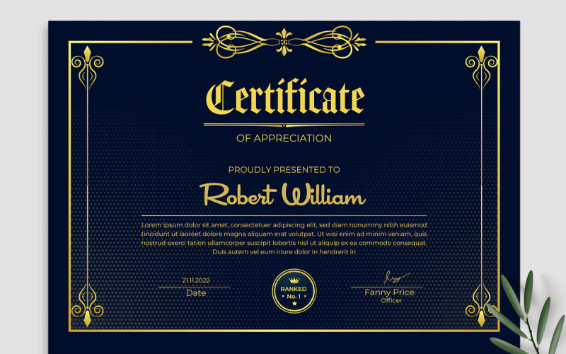 Certificate of Appreciation Layout Template Corporate Identity