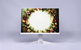 Christmas Wreath In The Center Background Template