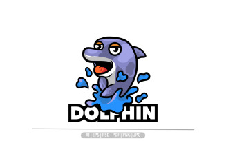 Cute dolphin mascot logo design