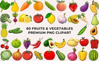 60 Fruits and Vegetables PNG Clipart