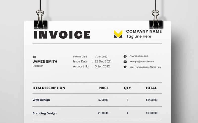 Professional Invoice Layout Template Corporate Identity