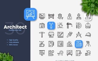 30 Architect Outline Icons Set