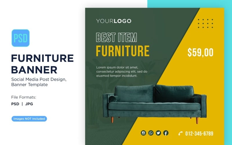Best Item Furniture Banner Design Template Social Media