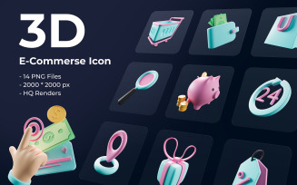 3D E- Commerce Icon Set 1