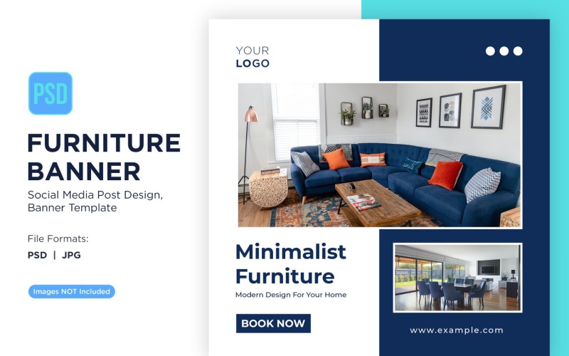 Minimalist Furniture Banner Design Template 3 Social Media