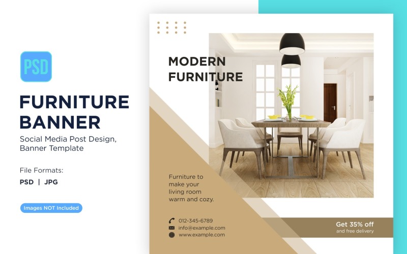 Modern Furniture Banner Design Template 3 Social Media