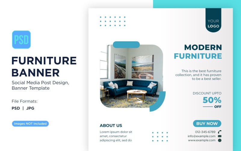 Modern Furniture Banner Design Template 5 Social Media