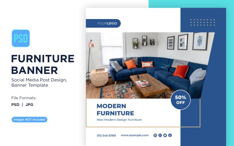 Modern Furniture Banner Design Template 6 Social Media