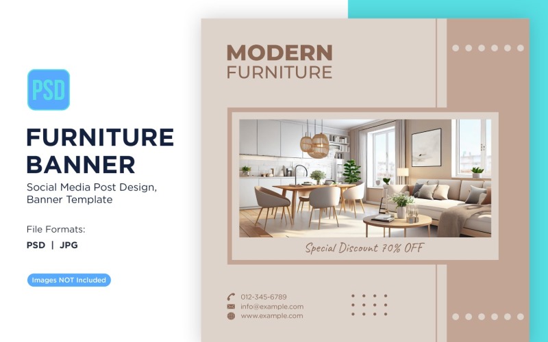 Modern Furniture Banner Design Template 7 Social Media