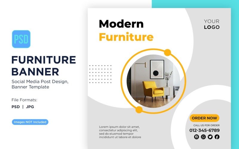 Modern Furniture Banner Design Template Social Media