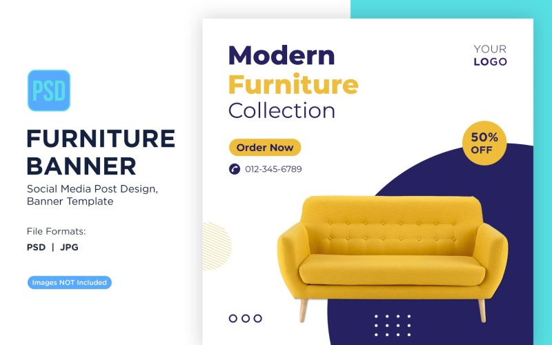 Modern Furniture Collection Banner Design Template 3 Social Media