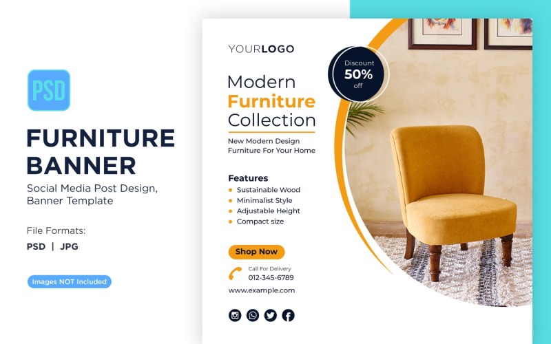 Modern Furniture Collection Banner Design Template Social Media